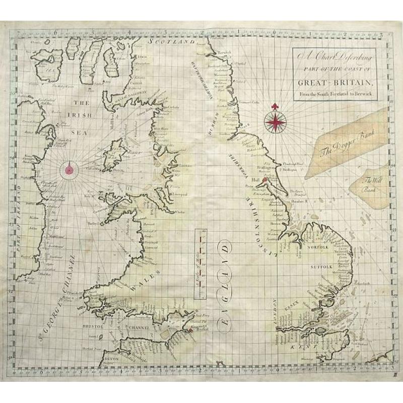 A Chart Describing part of the coast of Great-Britain, from the South Foreland to Berwick.