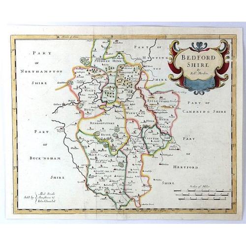 Old map image download for Bedfordshire by Robt. Morden