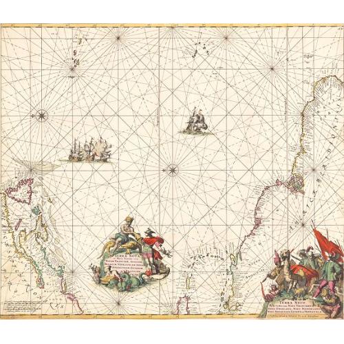 Old map image download for Terra Nova, ac Maris Tractus circa Novam Franciam, Angliam, Belgium, Venezuelam Novam Andalusiam, Guianam et Brasiliam...