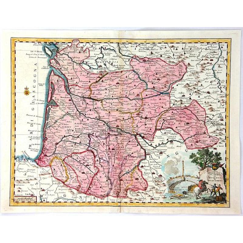 Carta Geografica del Governo di Guienna e Guascogna