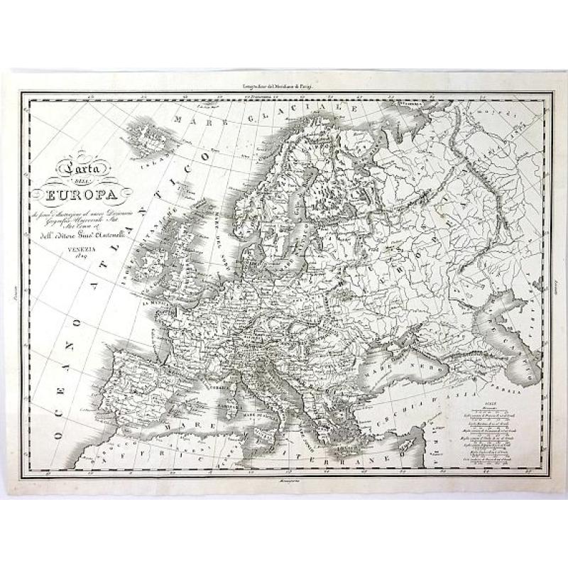 Carta Dell' Europa da Fare d'llustrazione al Nuovo Dizionario Geografico Universale....