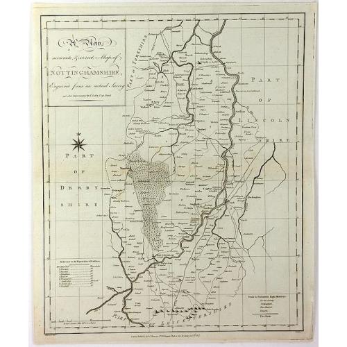 Old map image download for A View, Accurate & Correct, Map of Nottinghamshire, Engraved From an Actual Survey