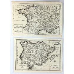 (2 Maps) Aloud Spanje & Gallia Narbonensis Lugdunensis et Aquitania