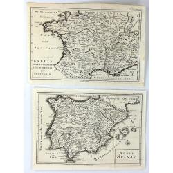 (2 Maps) Aloud Spanje & Gallia Narbonensis Lugdunensis et Aquitania
