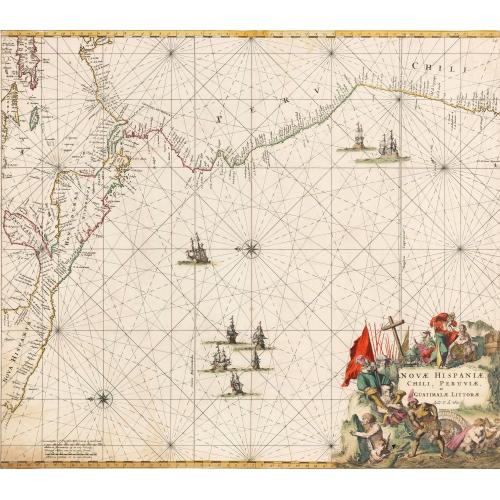 Old map image download for Nova Hispaniae, Chili, Peruviae, et Guatimalae Littorae...