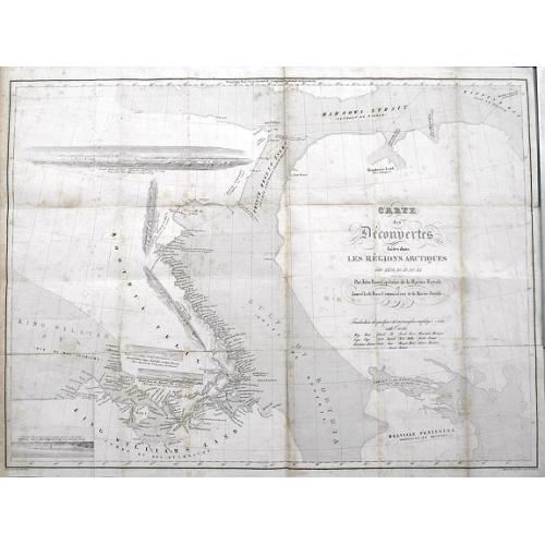 Old map image download for Carte des Découvertes faites dans les régions arctiques en 1829,30,31,32,33. Par John Ross...