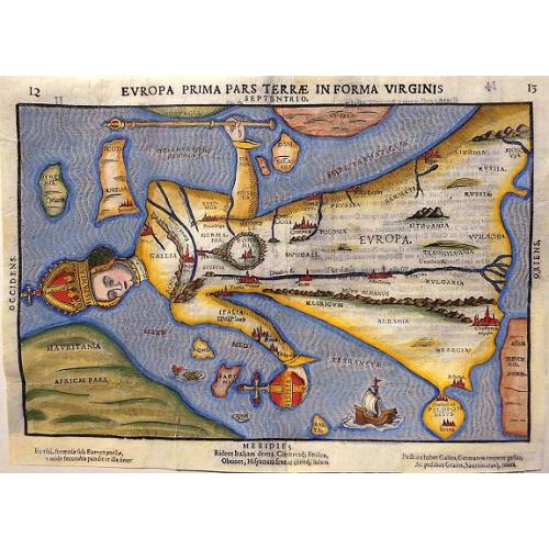 Old map image download for Europa Prima Pars Terrae in Forma Virginis.