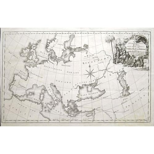 Old map image download for Die verschiedenen Reisen nach und von Persien, nach der Charte aufgenommen die von der Russischen Handlungs Gesellschaft dem Ober Hause des Parlaments im Jahr 1740 vorgelegt und seit dem nach Erfahrungen verbessert worden.