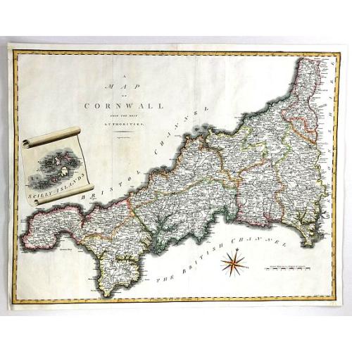 Old map image download for A Map of Cornwall from the Best Authorities