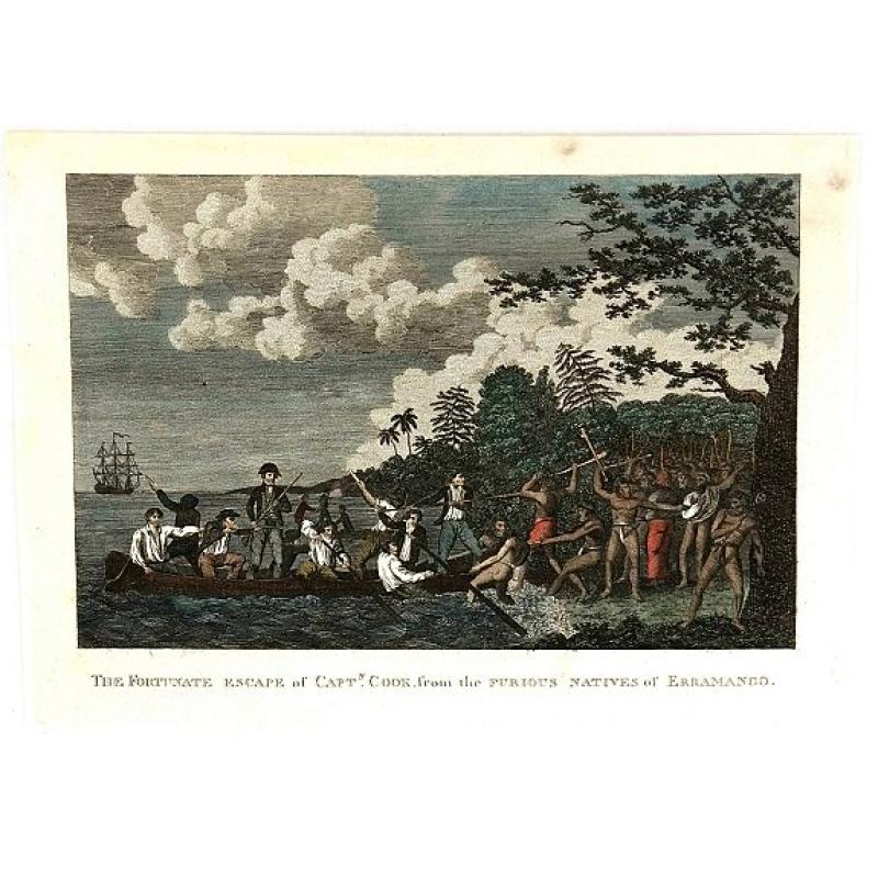 The fortunate Escape of Capt'n Cook from the Furious Natives of Erramango
