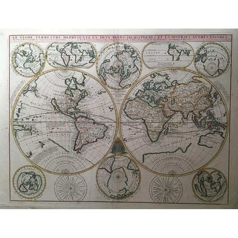 Le Globe Terrestre Represente en Deux Plans-Hemispheres, et en Diverses autres Figures..