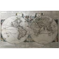 Mappe-Monde, ou Carte Generale de la Terre, Divisee en Deux Hemispheres Suivant la Projection la Plus Commune ou Tous les Points Principaux sont Placez sur les Observations de Mrs. de l'Academie Royale des Siences