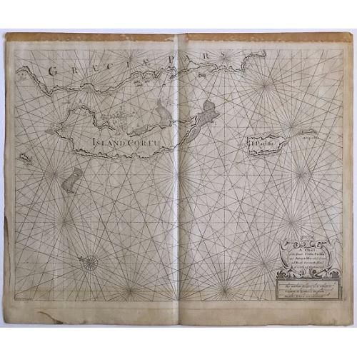 Old map image download for A Chart of the Islands Corfu, Pachsu and Antipachsu with ye Channel and Roads between the Island of Corfu & ye Graetian Coast