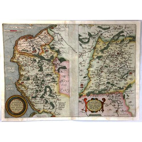 Old map image download for Caletensium et Bononiensium Ditionis Accurata Delineatio; Vermanduorum Eorumque Confinium Exactissima (2 Maps)