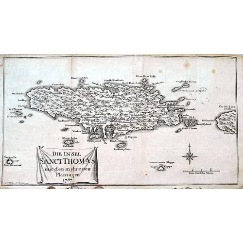 Old map image download for Die Insel Sanct Thomas mit den mehresten Plantagen 1767.