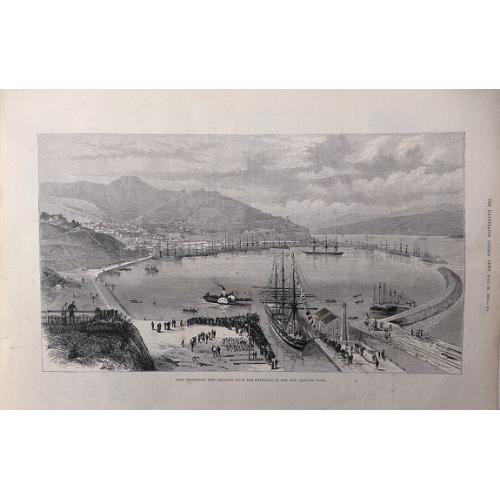 Old map image download for Port Lyttelton, New Zealand, With The Entrance To The New Graving Dock.