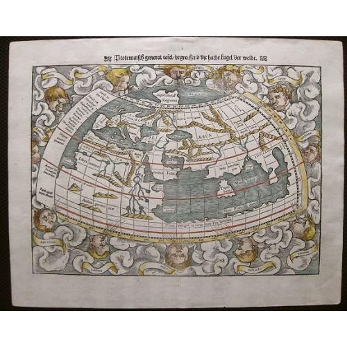 Old map image download for Ptolemaisch General Tafel Begreissend die halbe Rugel der Weldt