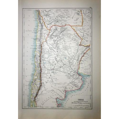 Old map image download for Chili, The Argentine Republic & Bolivia.