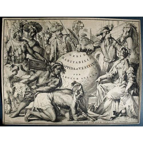 Rare, antique map of  CAREL ALLARD, Orbis Habitabilis et vestitus. 1698