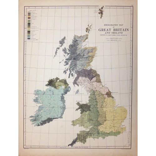 Old map image download for The Ethnographic Map of Great Britain and Ireland According to Dr Gustaf Kombst 