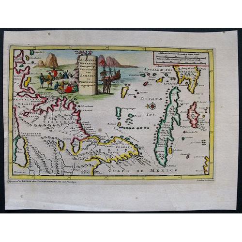 Old map image download for Jomathan Dickensons Ramspoedige Reystogt van Jamaika na Pensylvania Nagespond