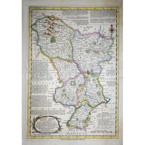 Old map image download for Derbyshire Divided into Hundreds 
