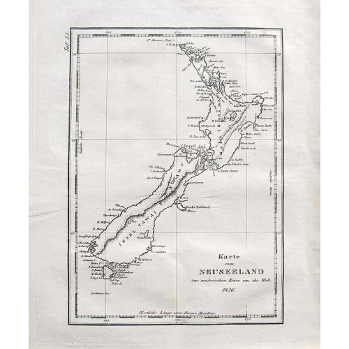 Old map image download for Karte von Neuseeland zur malerischen Reise um die Welt, 1836.