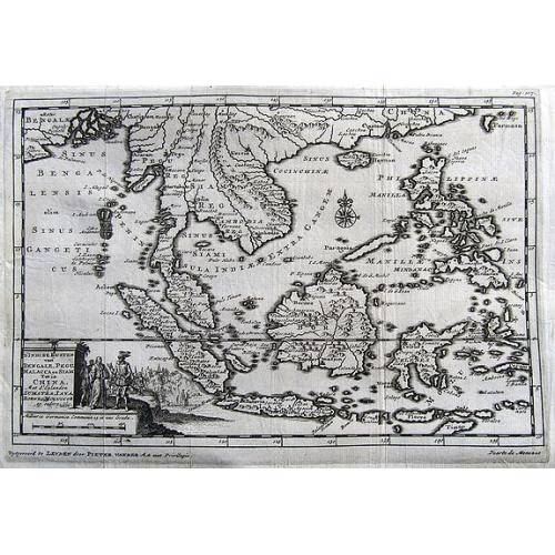 Old map image download for D'Indize Kusten van Bengale, Pegu, Malacca en Siam tot in China, met d'Eylanden Sumatra, Iava, Borneo, Moluccos en andere.