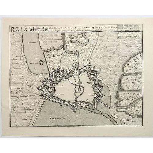 Old map image download for Plan d'Oudenarde Place Forte du Comté de Flandre Située sur la Riviere d'Escaut a Sept Lieues de Tournoy.