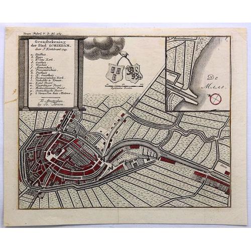 Old map image download for Grondtekening der Stad Schiedam.