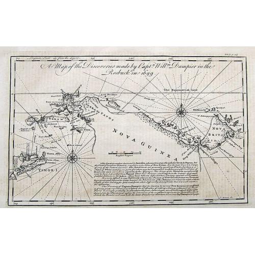 Old map image download for A Map of the Discoveries made by Captain William Dampier in the Roebuck in 1699.