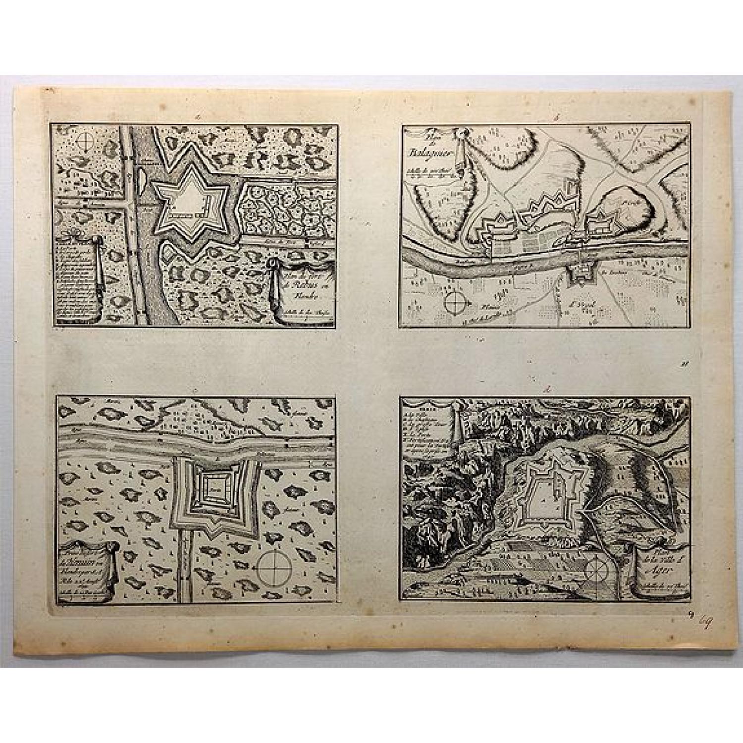 Four Military Plans on one Sheet by Sebastian Pontault.