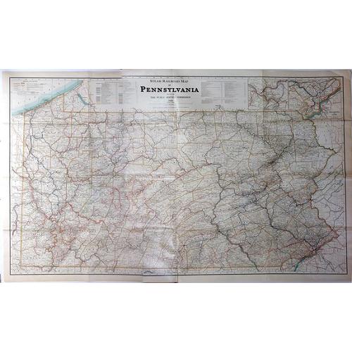 Old map image download for Steam Railroad Map of Pennsylvania.