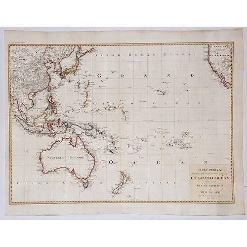 Old map image download for Carte Reduite donnant toutes les decouvertes faites dans Le Grand Ocean nomme aussi Ocean Pacifique ou Mer du Sud.