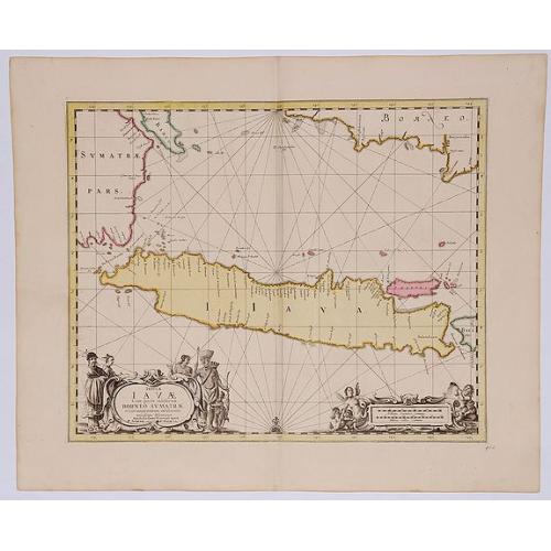 Old map image download for Insulae Iavae Cum parte insularum Borneo Sumatrae.