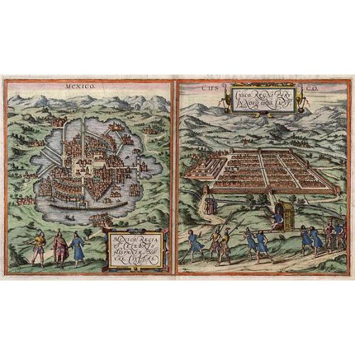 Old map image download for Mexico. & Cusco regni Peru in novo orbe caput.