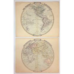 The Western & Eastern Hemispheres (Two Circular Maps).