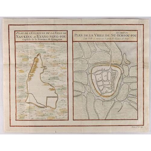 Old map image download for Plan de l'Enceinte de la Ville de Nan-King ou Kyang-Ning-Fou (and) Plan de la Ville de Su-Tcheou-Fou.