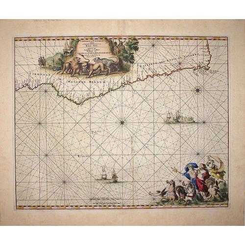 Old map image download for Cimebebas and Caffaria from Catembela to the Cape of Good Hope: Cimebebas et Caffariae Littora a Catenbela ad Promontorium Bonae Spei Pascaerte................
