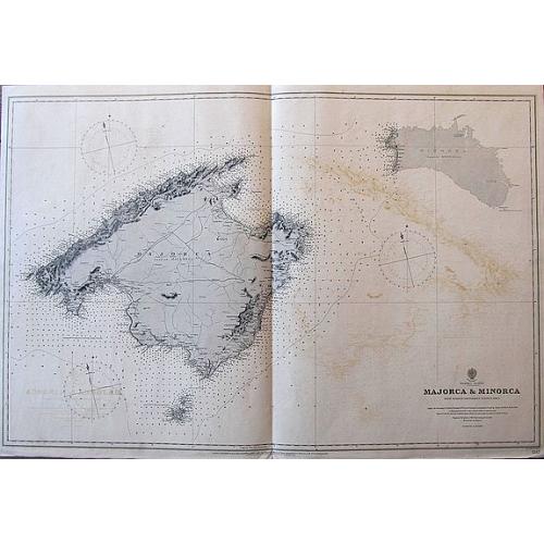 Old map image download for Balearic Islands Majorca & Minorca from Spanish government surveys, 1890-3.
