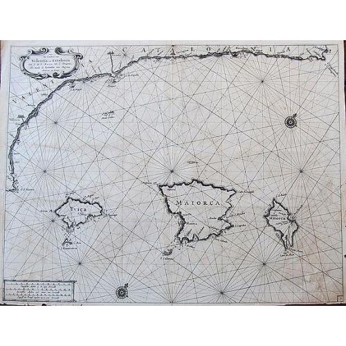 Old map image download for De Custen van Valencia en Catalonia van C. de S. Martyn tot C. Dragonis, als meede de Eylanden van Majorca, Minorca en Yvica.