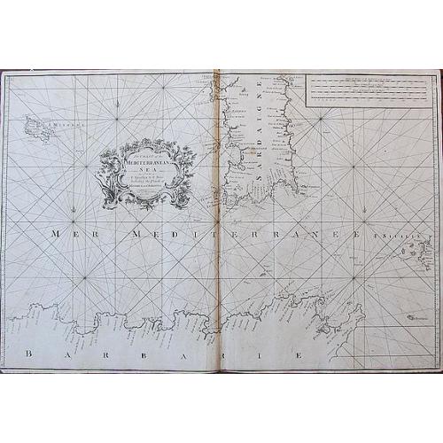 Old map image download for The Coast of the Mediterranean Sea from C. Tenelles to C. Bon, including the Islands of Minorca and Sardinia.