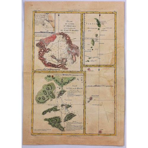 Old map image download for Plan du Typa ou de Macao, Plan de la Baye D'Awatska, Partie du Japon. 