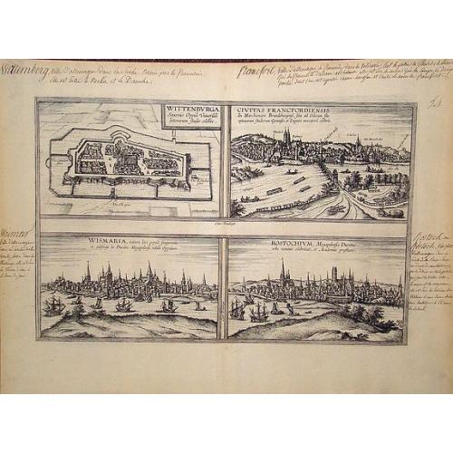 Old map image download for Wittenburga. Wismaria. Civitas Francfordiensis. Rostochium.