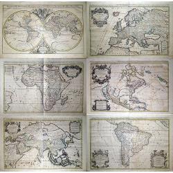 [6 maps] Mappe-Monde Géo-Hydrographique? / L'Afrique? /Amérique Méridionale? / Amérique Septentrionale? / L'Asie? / L'Europe?