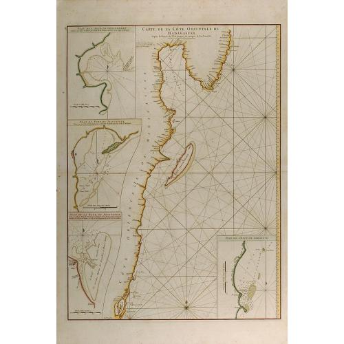 Old map image download for Carte de la Cote orientale de Madagascar, depuis la Pointe de l'Est jusques et compris le Lac Nossé Bé.