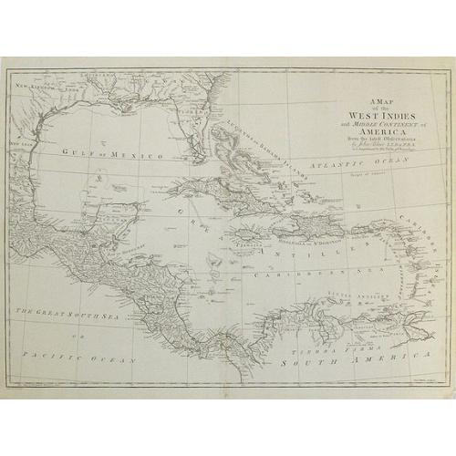 Old map image download for A Map of the West Indies and Middle Continent of America . . .