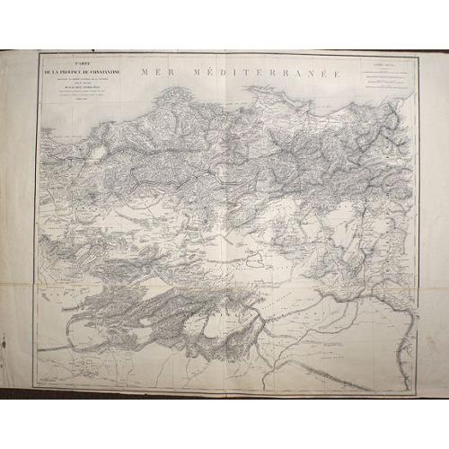 Old map image download for Carte de la Province de Constantine, dressée Au Dépôt Général de La Guerre sous la direction de M. le Lieutenant Général Pelet