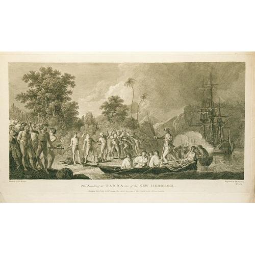 Old map image download for The landing at Tanna, one of the New Hebrides.