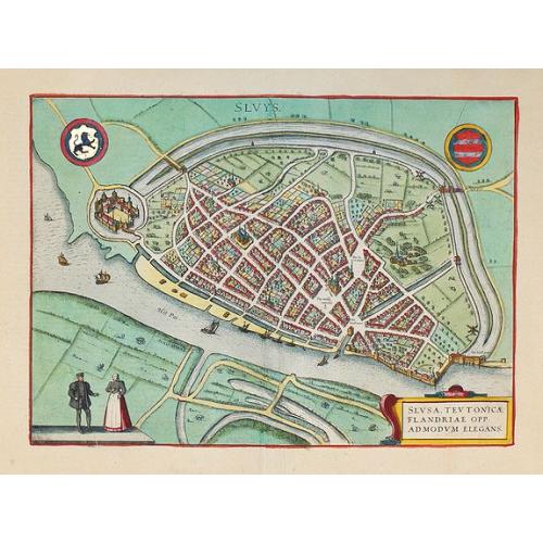 Old map image download for Slusa, Teutonicae Flandriae opp. ...